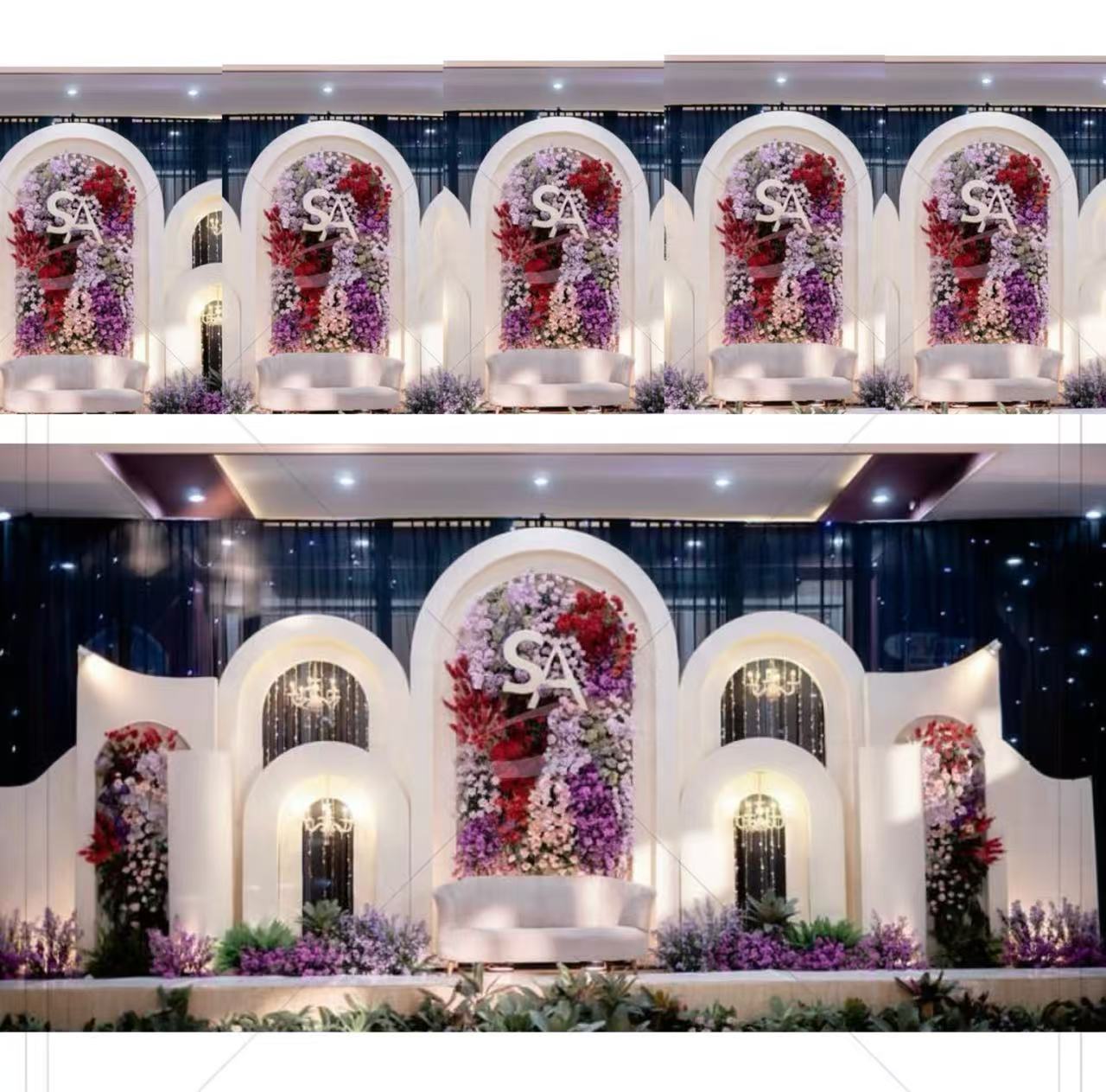 Wedding Party Supply Rentals - 結婚式の装飾用品 PVCアーチ型背景スタンド カスタムウェディングステージ ホワイトイベント 多層背景レンタル