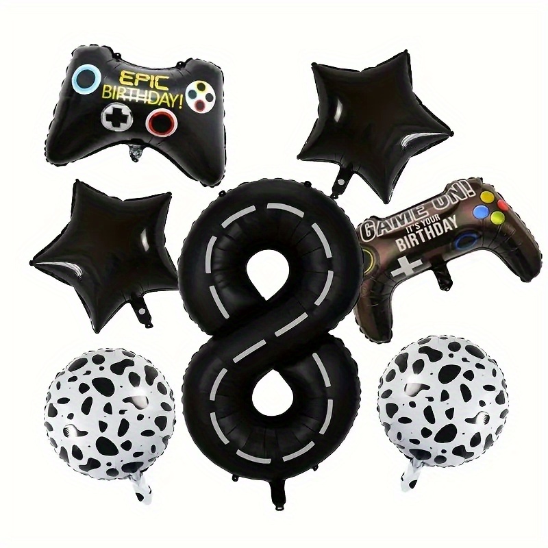 Wedding Supply Online - 9個入りゲームパッド風船、黒い数字0-9の風船でゲームが始まる、誕生日パーティーデコレーション、ゲームテーマパーティー用品