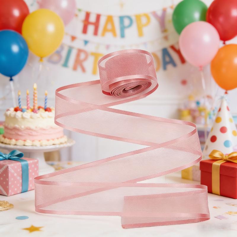 (5メートル/パック)2.5cm幅オーガンザリボン　幅広リボ - Wedding Supply Wholesale のレビューと価格
